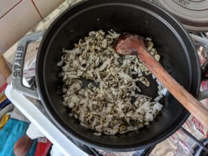 Onion in pot